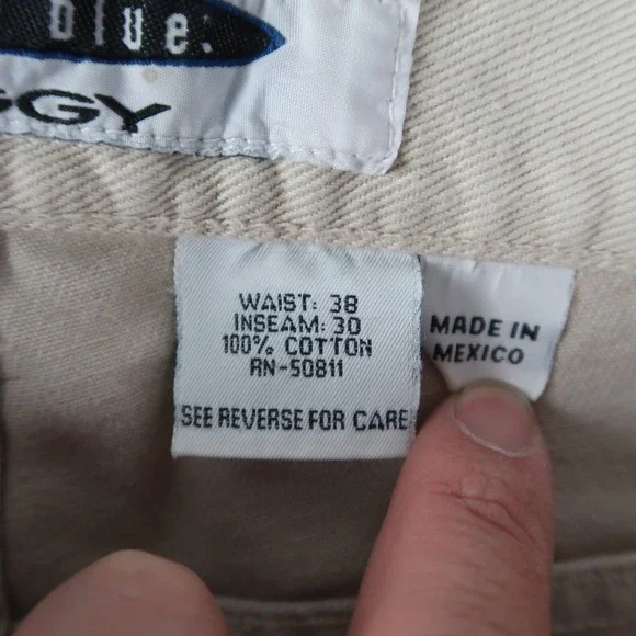 Vintage 90s Anchor Blue Mens Size 38x30 Baggy Jeans Denim Beige Skate Grunge - Picture 10 of 16